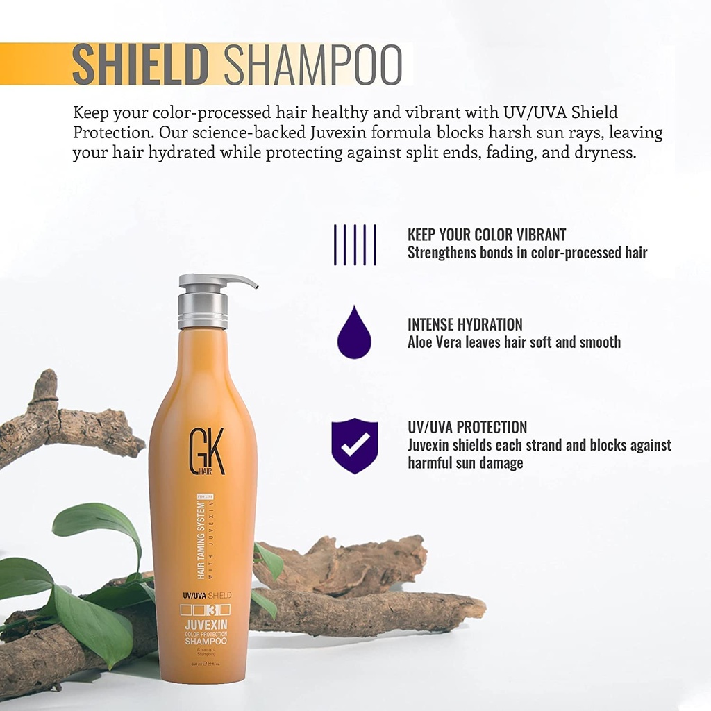 GK Hair Shield Shampoo Hair Color Protection | Against Sun, UV/UVA Rays | All Hair Types (650 ml)