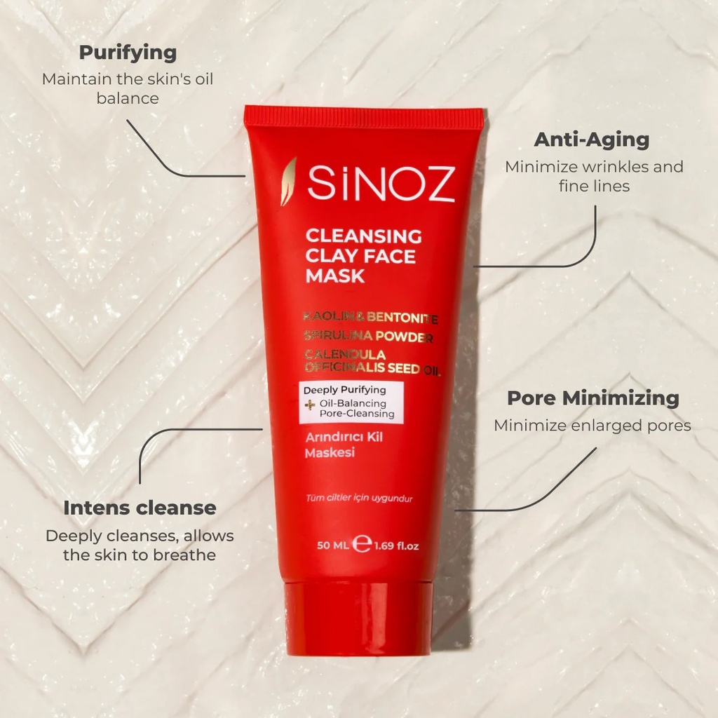 SiNOZ Cleansing Clay Face Mask 50 ml | Oil Balance Acne and Blackheads