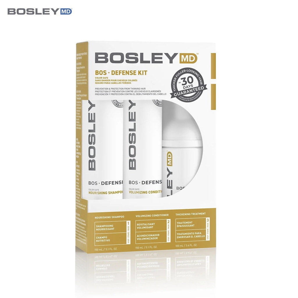 Bosley MD Defense Color Safe Starter Pack [Pack of 3 - 150ml Shampoo +150ml conditioner + 100ml treatment]