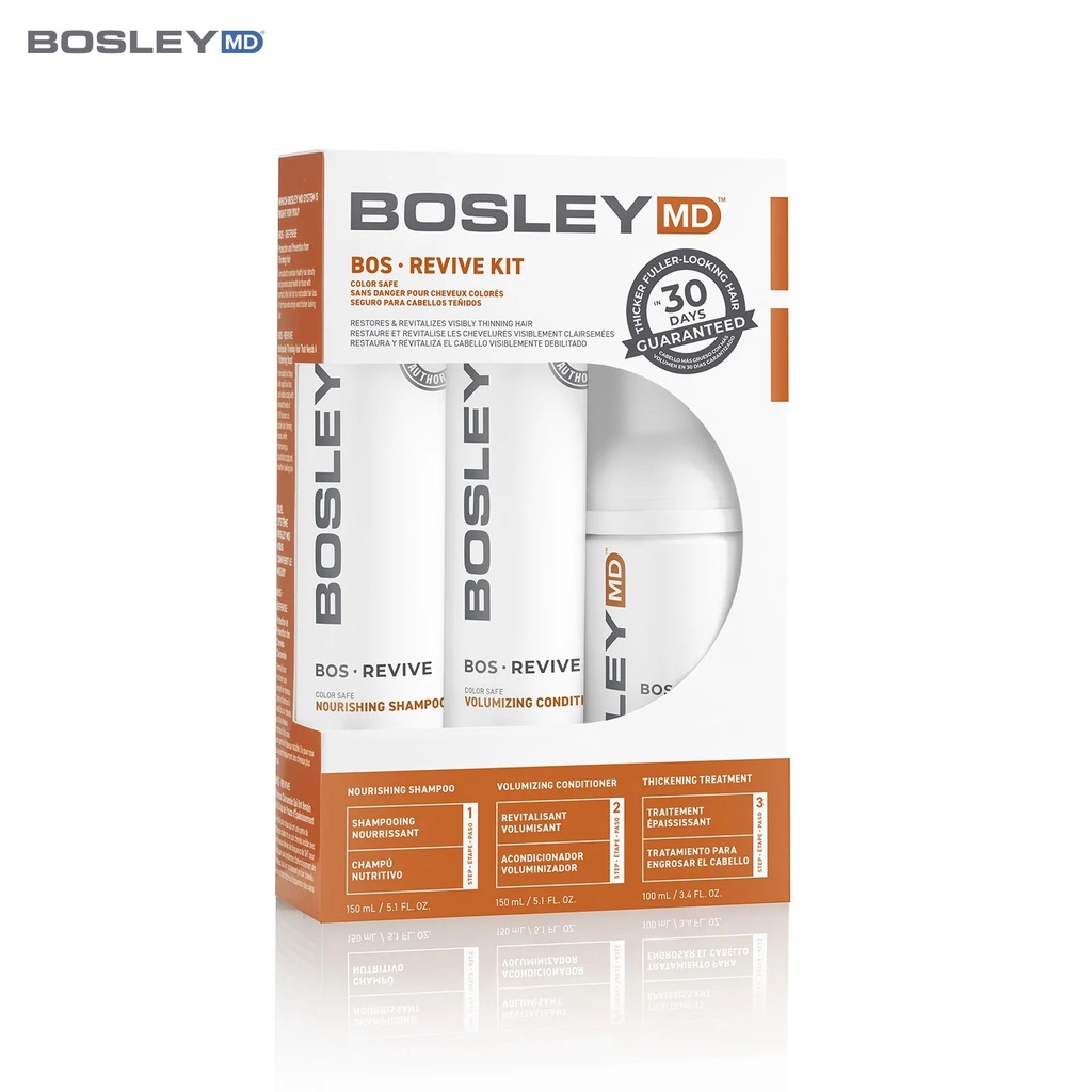 Bosley MD Revive Color Safe Kit | Shampoo 150ml Conditioner 150ml Treatment 100ml - Starter Pack of 3