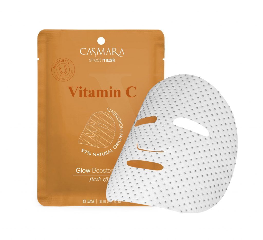 Casmara Vitamin C Sheet Mask 18ml - Glow Booster Mask (Flash effect) - 97% Natural Origin Ingredients (Magnetic Technology)